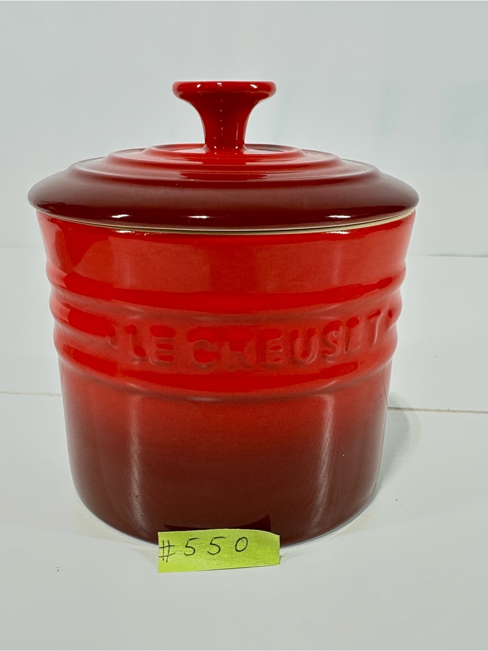 #550 Le Creuset Cerise Red Stoneware Large Spice Jar with Lid